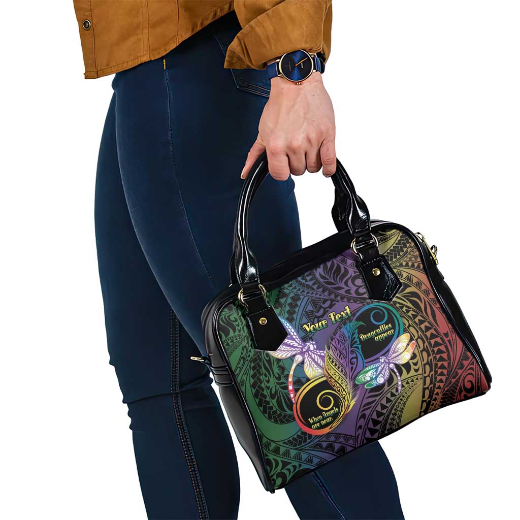 Personalized Polynesian Memorial Shoulder Handbag Dragonflies Appear When Angels Are Near LT14 - Polynesian Pride