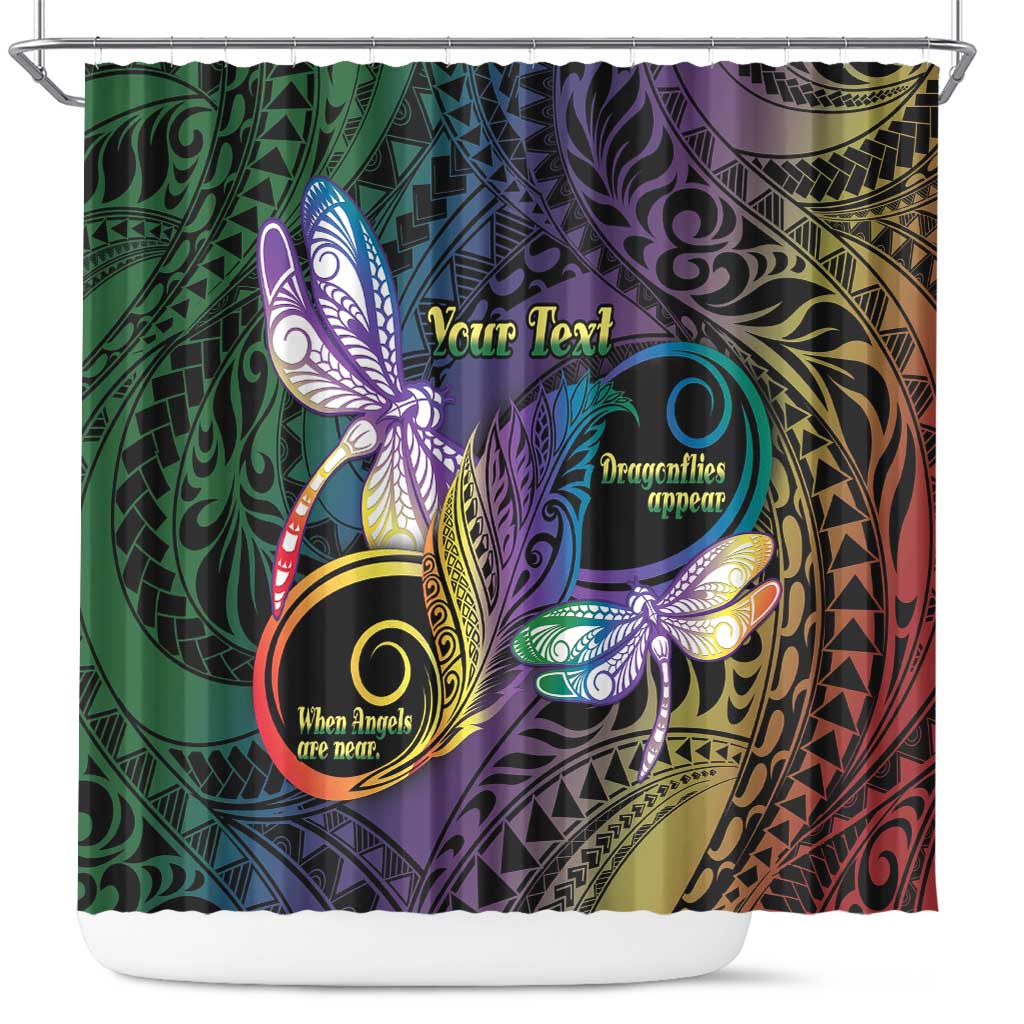 Personalized Polynesian Memorial Shower Curtain Dragonflies Appear When Angels Are Near LT14 Colorful - Polynesian Pride