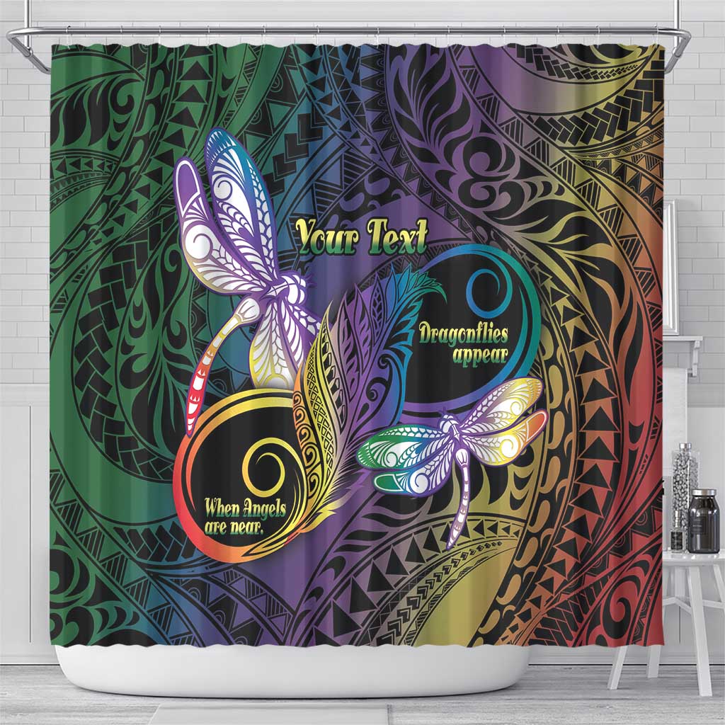 Personalized Polynesian Memorial Shower Curtain Dragonflies Appear When Angels Are Near LT14 - Polynesian Pride