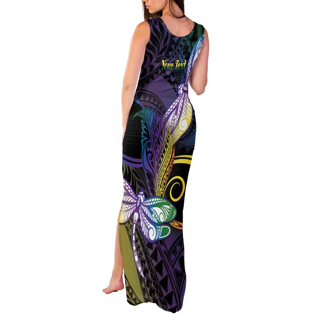 Personalized Polynesian Memorial Tank Maxi Dress Dragonflies Appear When Angels Are Near LT14 - Polynesian Pride
