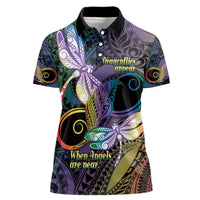 Personalized Polynesian Memorial Women Polo Shirt Dragonflies Appear When Angels Are Near LT14 Female Colorful - Polynesian Pride