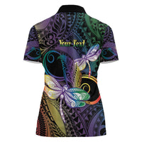 Personalized Polynesian Memorial Women Polo Shirt Dragonflies Appear When Angels Are Near LT14 - Polynesian Pride