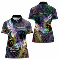 Personalized Polynesian Memorial Women Polo Shirt Dragonflies Appear When Angels Are Near LT14 - Polynesian Pride