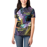 Personalized Polynesian Memorial Women Polo Shirt Dragonflies Appear When Angels Are Near LT14 - Polynesian Pride