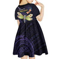 As Long As I Breathe You'll Be Remembered Kid Short Sleeve Dress Dragonflies Memorial - Polynesian Pattern LT14 - Polynesian Pride