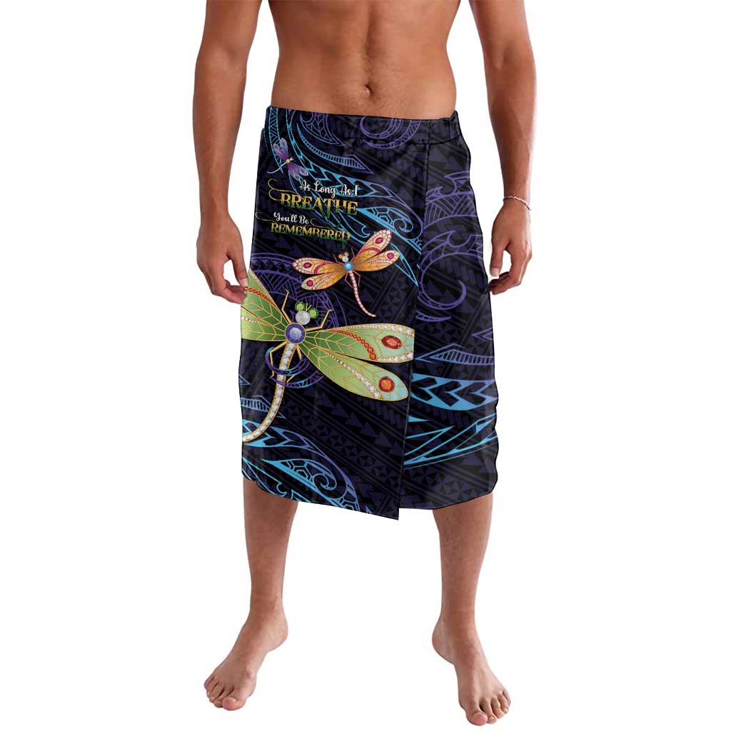 As Long As I Breathe You'll Be Remembered Lavalava Dragonflies Memorial - Polynesian Pattern LT14 Black - Polynesian Pride