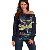 As Long As I Breathe You'll Be Remembered Off Shoulder Sweater Dragonflies Memorial - Polynesian Pattern LT14 Women Black - Polynesian Pride