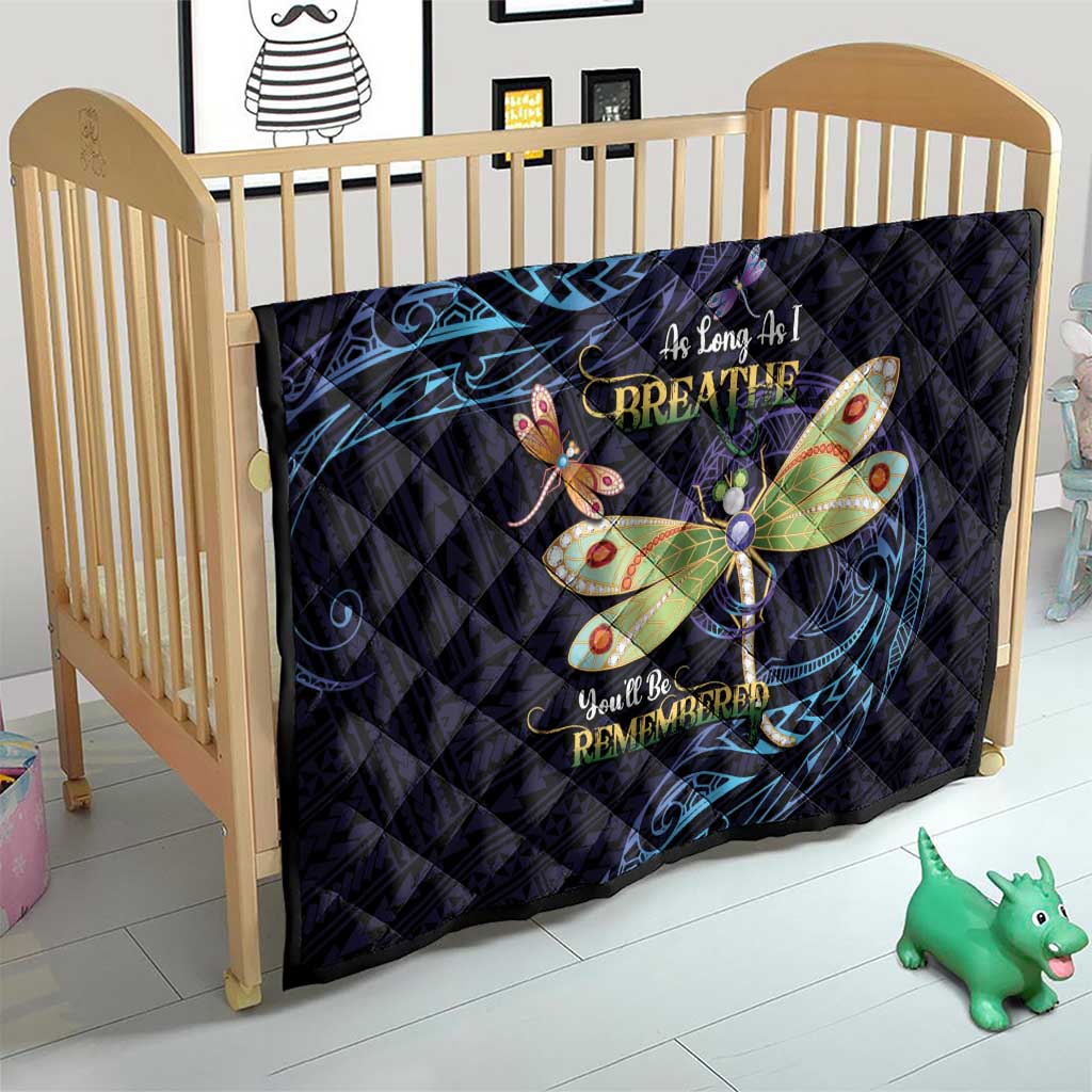 As Long As I Breathe You'll Be Remembered Quilt Dragonflies Memorial - Polynesian Pattern LT14 - Polynesian Pride