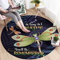 As Long As I Breathe You'll Be Remembered Round Carpet Dragonflies Memorial - Polynesian Pattern LT14 - Polynesian Pride