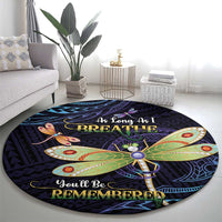 As Long As I Breathe You'll Be Remembered Round Carpet Dragonflies Memorial - Polynesian Pattern LT14 - Polynesian Pride