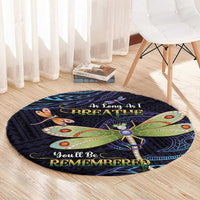 As Long As I Breathe You'll Be Remembered Round Carpet Dragonflies Memorial - Polynesian Pattern LT14 - Polynesian Pride