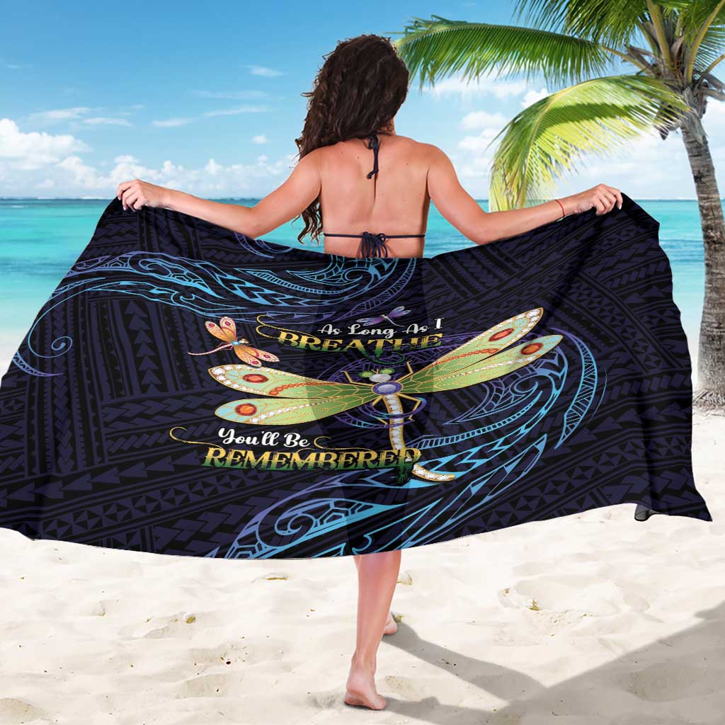 As Long As I Breathe You'll Be Remembered Sarong Dragonflies Memorial - Polynesian Pattern LT14 - Polynesian Pride