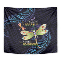 As Long As I Breathe You'll Be Remembered Tapestry Dragonflies Memorial - Polynesian Pattern LT14 - Polynesian Pride