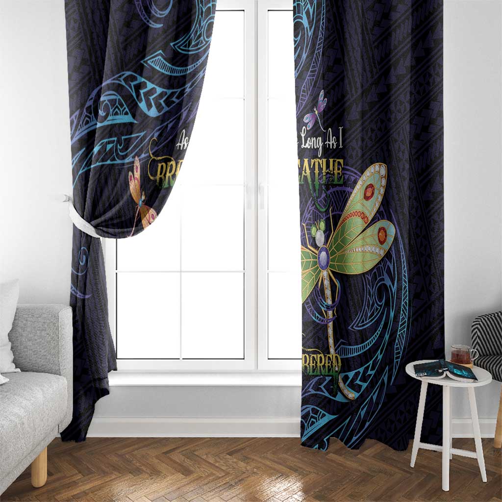 As Long As I Breathe You'll Be Remembered Window Curtain Dragonflies Memorial - Polynesian Pattern LT14 - Polynesian Pride