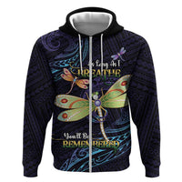 As Long As I Breathe You'll Be Remembered Zip Hoodie Dragonflies Memorial - Polynesian Pattern LT14 Zip Hoodie Black - Polynesian Pride