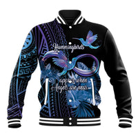 Polynesian Memorial Baseball Jacket Hummingbirds Appear When Angels Are Near LT14 Unisex Black - Polynesian Pride