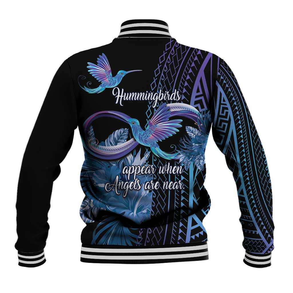 Polynesian Memorial Baseball Jacket Hummingbirds Appear When Angels Are Near LT14 - Polynesian Pride