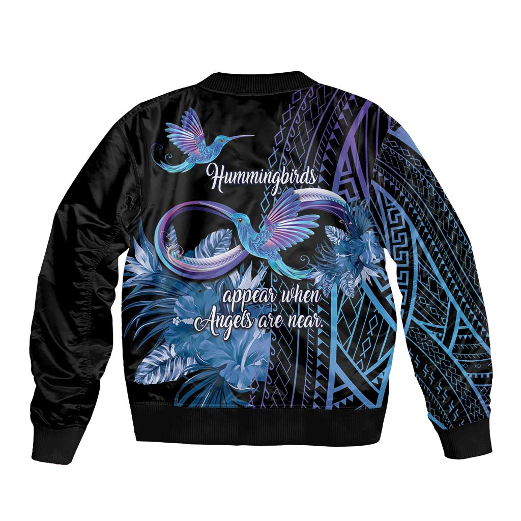 Polynesian Memorial Bomber Jacket Hummingbirds Appear When Angels Are Near LT14 - Polynesian Pride