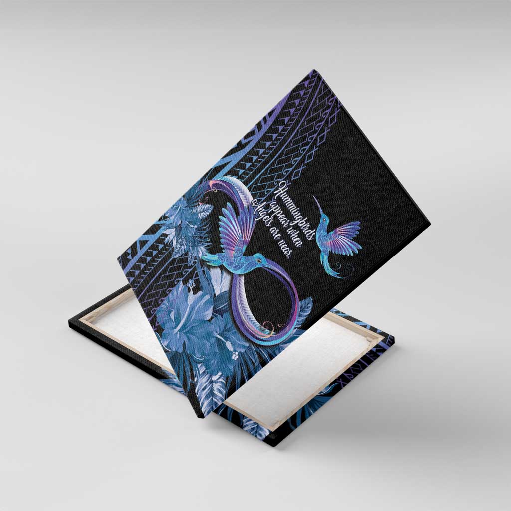 Polynesian Memorial Canvas Wall Art Hummingbirds Appear When Angels Are Near LT14 With Frame Black - Polynesian Pride
