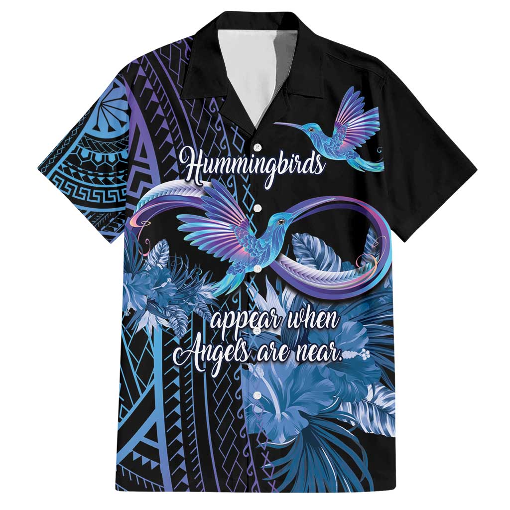 Polynesian Memorial Hawaiian Shirt Hummingbirds Appear When Angels Are Near LT14 Black - Polynesian Pride