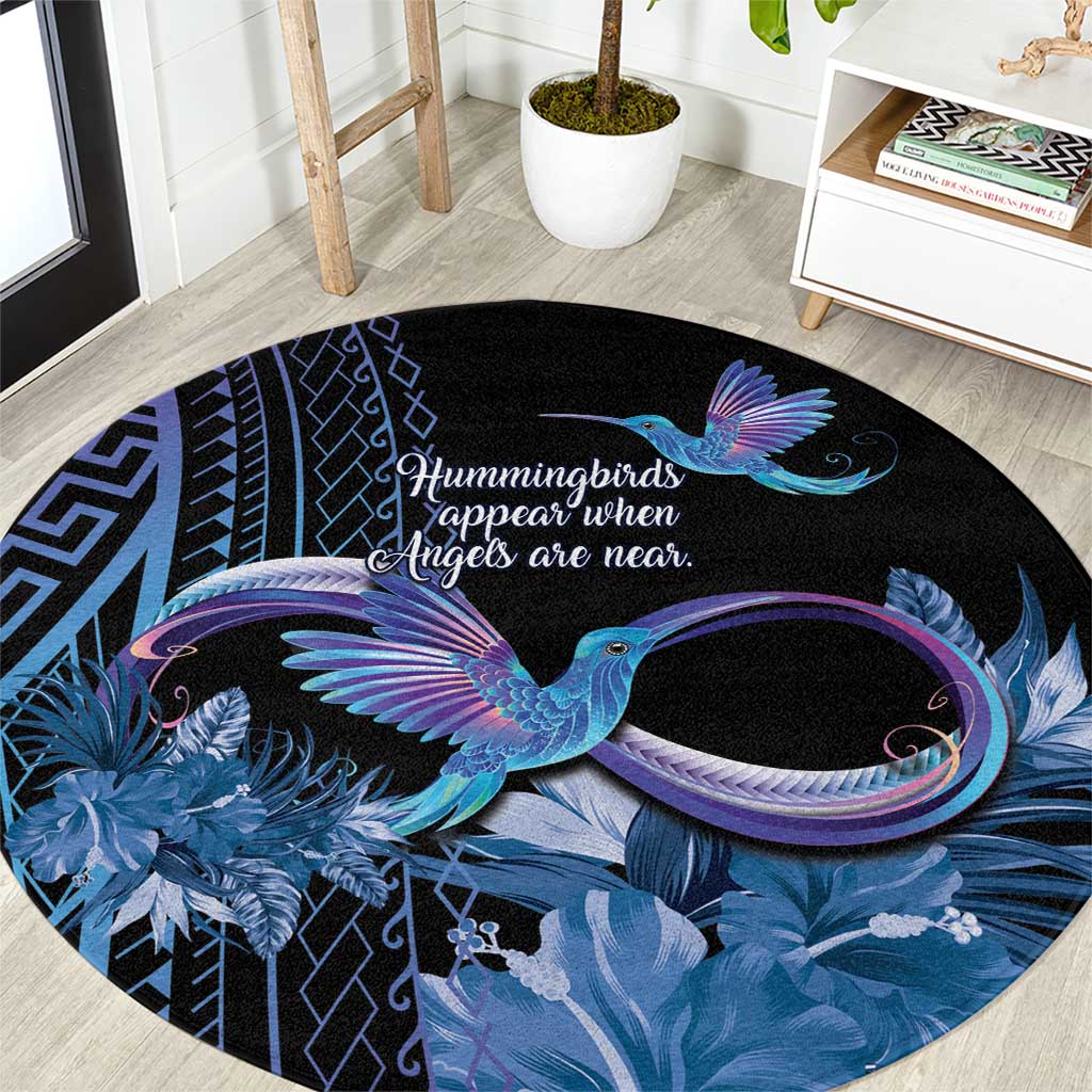 Polynesian Memorial Round Carpet Hummingbirds Appear When Angels Are Near LT14 Black - Polynesian Pride