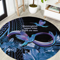 Polynesian Memorial Round Carpet Hummingbirds Appear When Angels Are Near LT14 Black - Polynesian Pride