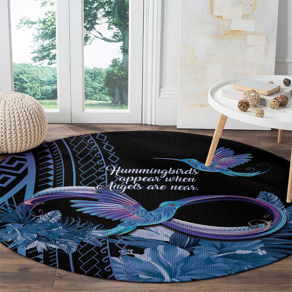 Polynesian Memorial Round Carpet Hummingbirds Appear When Angels Are Near LT14 - Polynesian Pride
