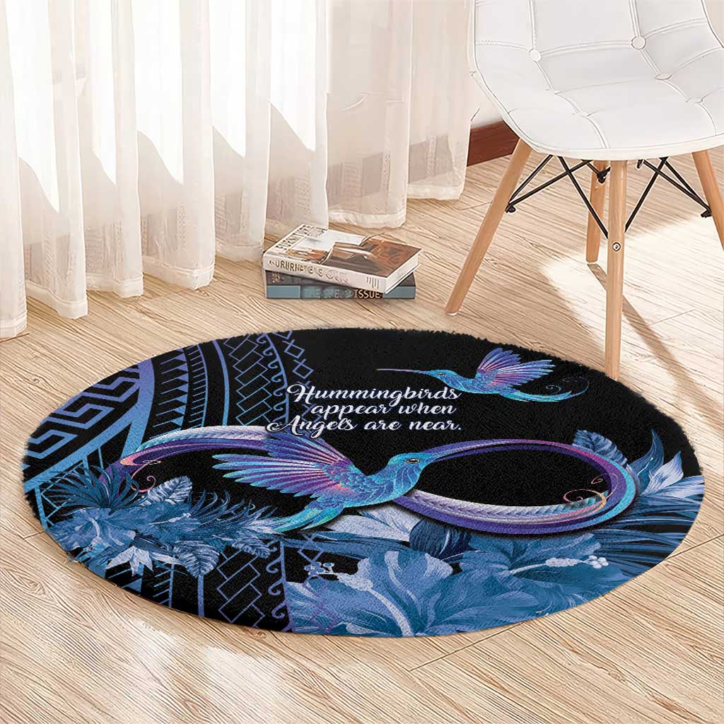 Polynesian Memorial Round Carpet Hummingbirds Appear When Angels Are Near LT14 - Polynesian Pride