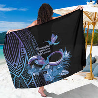 Polynesian Memorial Sarong Hummingbirds Appear When Angels Are Near LT14 One Size 44 x 66 inches Black - Polynesian Pride