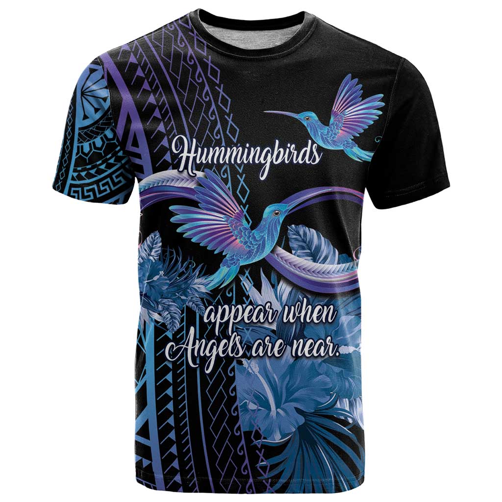 Polynesian Memorial T Shirt Hummingbirds Appear When Angels Are Near LT14 Black - Polynesian Pride