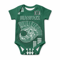 Hawaii Football Baby Onesie Kakau Rainbow Warriors Helmet LT14 Green - Polynesian Pride