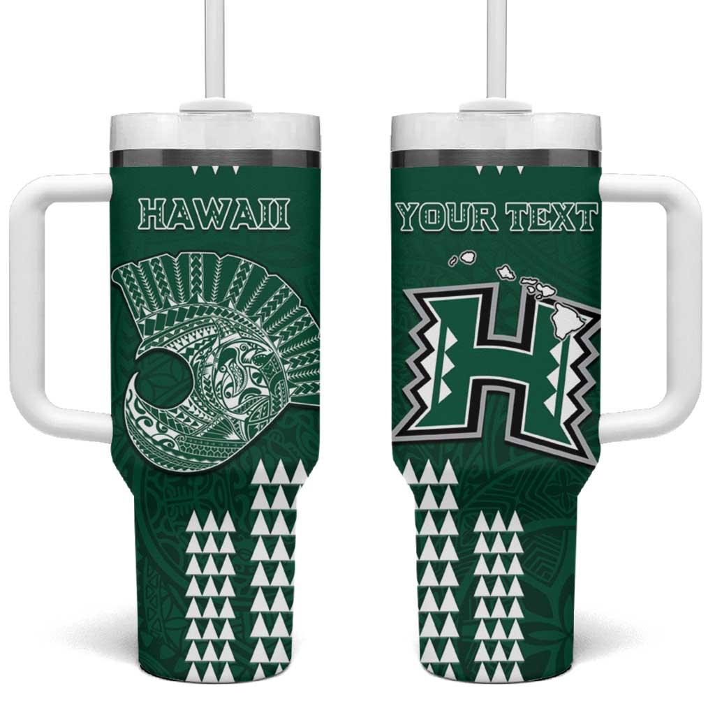 Hawaii Football Tumbler With Handle Kakau Rainbow Warriors Helmet