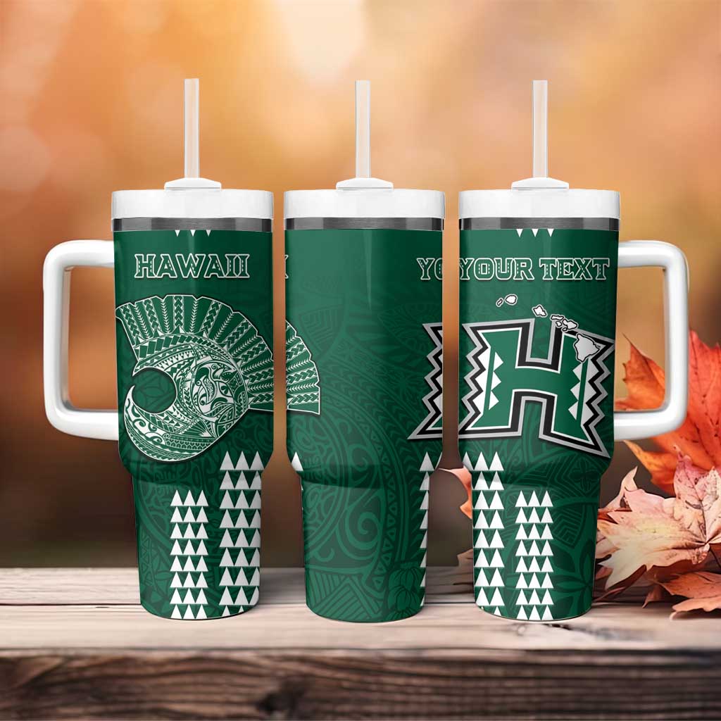 Hawaii Football Tumbler With Handle Kakau Rainbow Warriors Helmet LT14 - Polynesian Pride