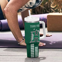 Hawaii Football Tumbler With Handle Kakau Rainbow Warriors Helmet LT14 - Polynesian Pride
