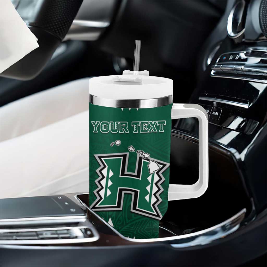 Hawaii Football Tumbler With Handle Kakau Rainbow Warriors Helmet LT14 - Polynesian Pride