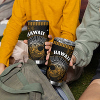Hawaii Tumbler Cup Kakau Warrior Helmet Gradient Gold Polynesian LT14 - Polynesian Pride