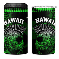 Hawaii 4 in 1 Can Cooler Tumbler Kakau Warrior Helmet Gradient Green Polynesian LT14 One Size: 16 oz Green - Polynesian Pride