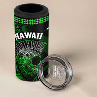 Hawaii 4 in 1 Can Cooler Tumbler Kakau Warrior Helmet Gradient Green Polynesian LT14 - Polynesian Pride
