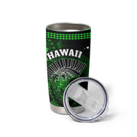 Hawaii Tumbler Cup Kakau Warrior Helmet Gradient Green Polynesian LT14 - Polynesian Pride