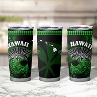 Hawaii Tumbler Cup Kakau Warrior Helmet Gradient Green Polynesian LT14 - Polynesian Pride