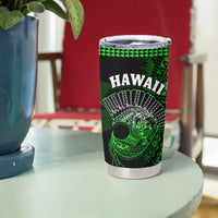 Hawaii Tumbler Cup Kakau Warrior Helmet Gradient Green Polynesian LT14 - Polynesian Pride