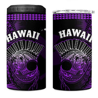 Hawaii 4 in 1 Can Cooler Tumbler Kakau Warrior Helmet Gradient Purple Polynesian LT14 One Size: 16 oz Purple - Polynesian Pride