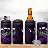Hawaii 4 in 1 Can Cooler Tumbler Kakau Warrior Helmet Gradient Purple Polynesian LT14 - Polynesian Pride