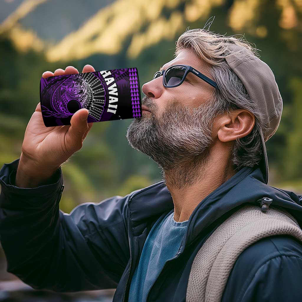 Hawaii 4 in 1 Can Cooler Tumbler Kakau Warrior Helmet Gradient Purple Polynesian LT14 - Polynesian Pride