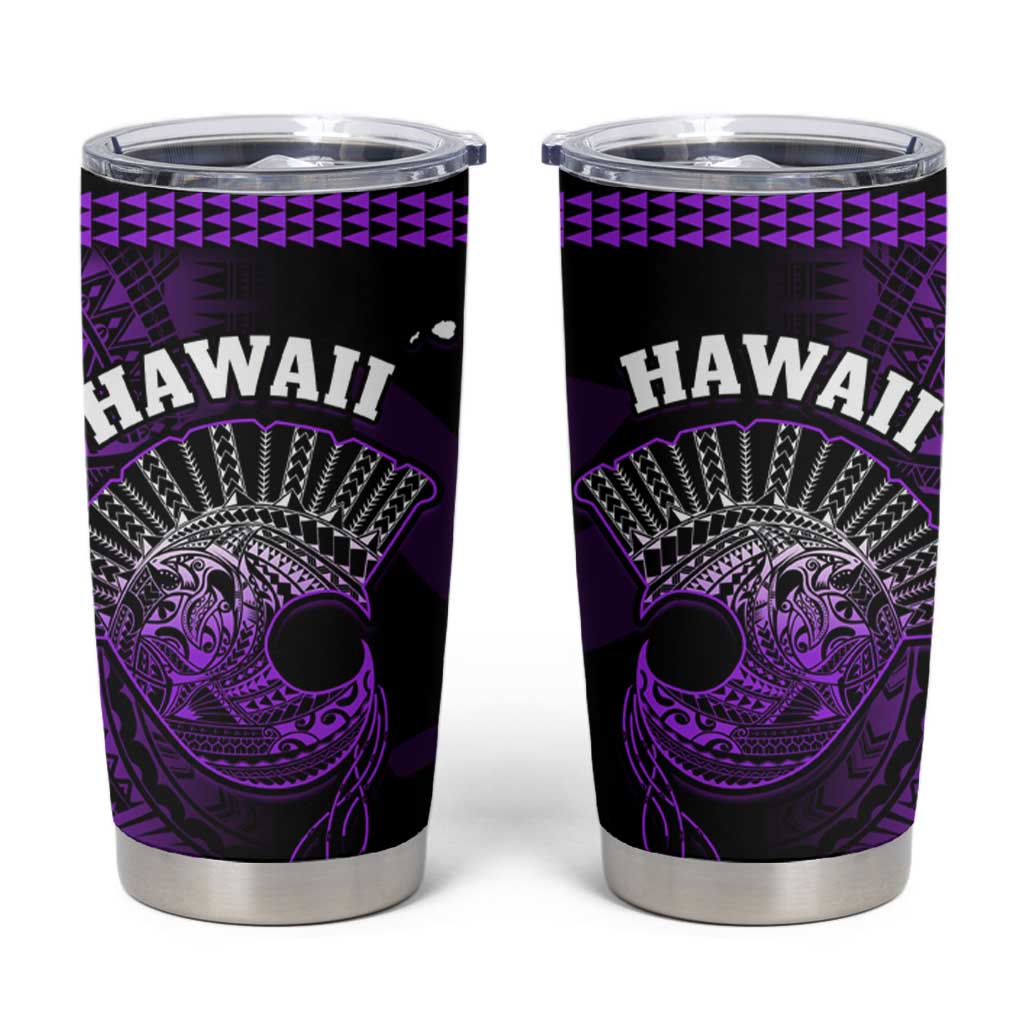Hawaii Tumbler Cup Kakau Warrior Helmet Gradient Purple Polynesian LT14 Purple - Polynesian Pride