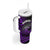 Hawaii Tumbler With Handle Kakau Warrior Helmet Gradient Purple Polynesian