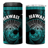 Hawaii 4 in 1 Can Cooler Tumbler Kakau Warrior Helmet Gradient Turquoise Polynesian LT14 One Size: 16 oz Turquoise - Polynesian Pride
