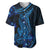 Blue Polynesia Shark Tattoo Baseball Jersey With Polynesian Plumeria LT14 Blue - Polynesian Pride