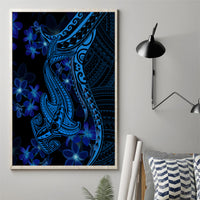 Blue Polynesia Shark Tattoo Canvas Wall Art With Polynesian Plumeria LT14 - Polynesian Pride