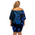 Blue Polynesia Shark Tattoo Family Matching Off Shoulder Short Dress and Hawaiian Shirt With Polynesian Plumeria LT14 - Polynesian Pride